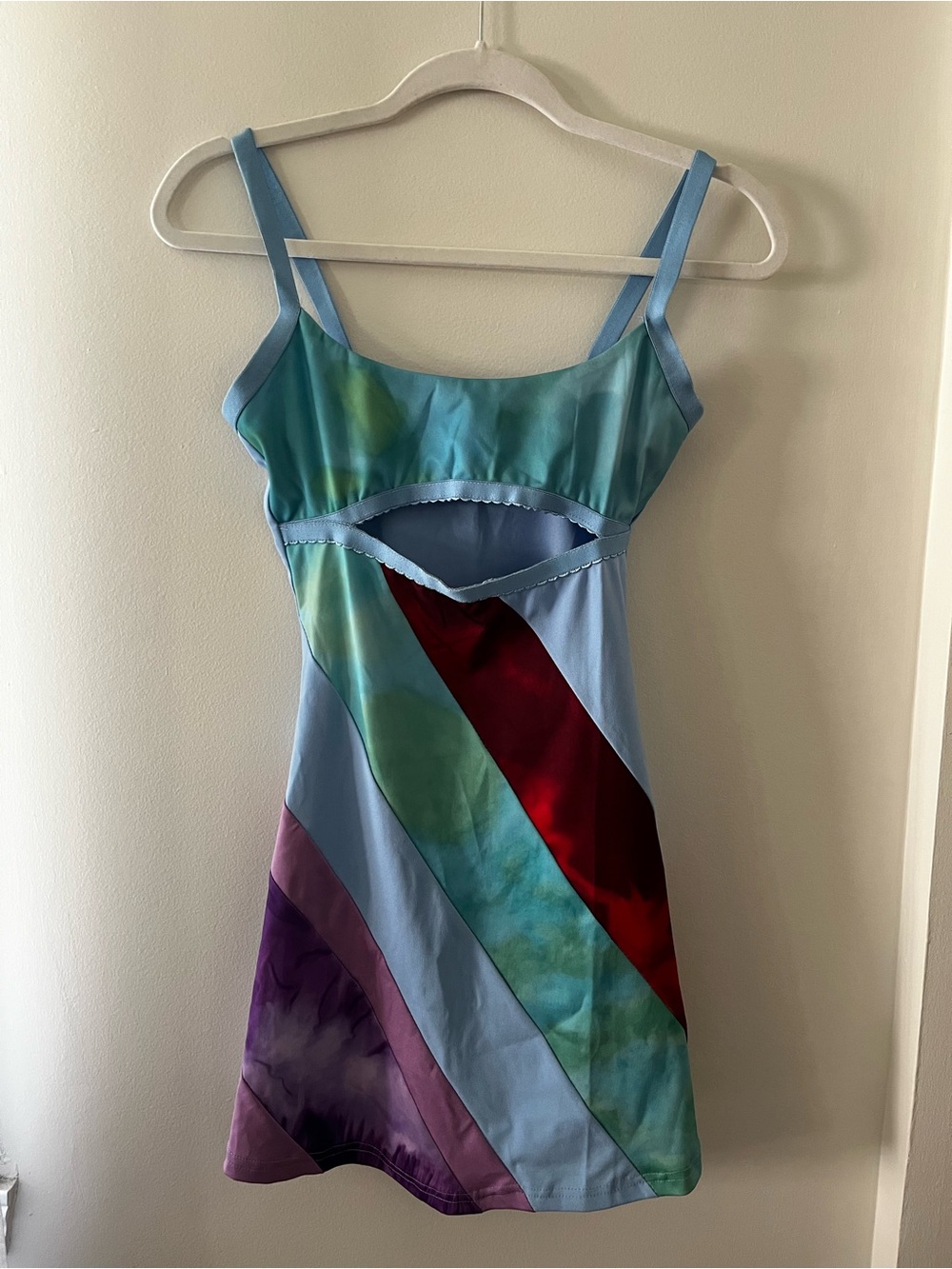 13 Going on 30 Blue Multi-Color Strappy Slip Cut-Out Dress